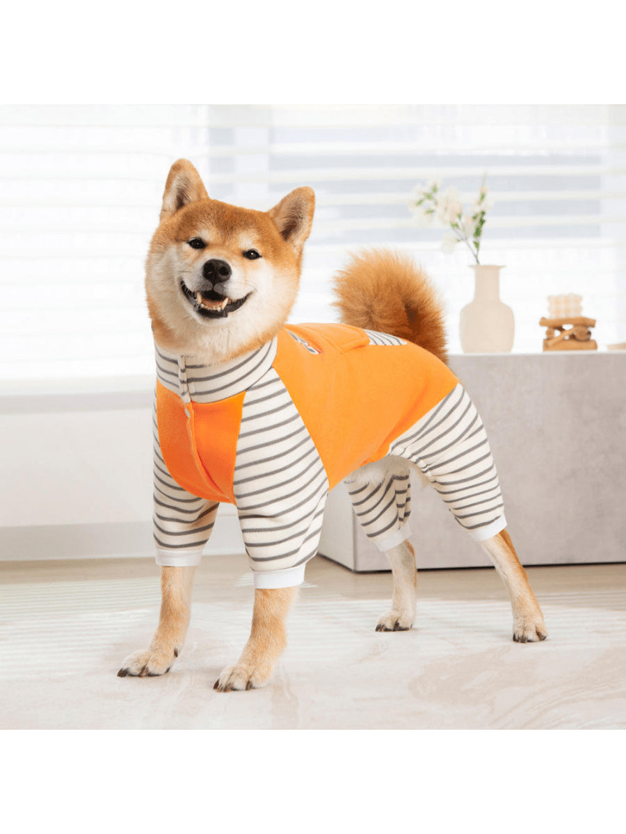 XL-8XL Large Dog Clothes Stripe Turtleneck Dog Jumpsuit Warm Plush Lined Dog Pajamas For Medium Large Dogs Pet Pitbull