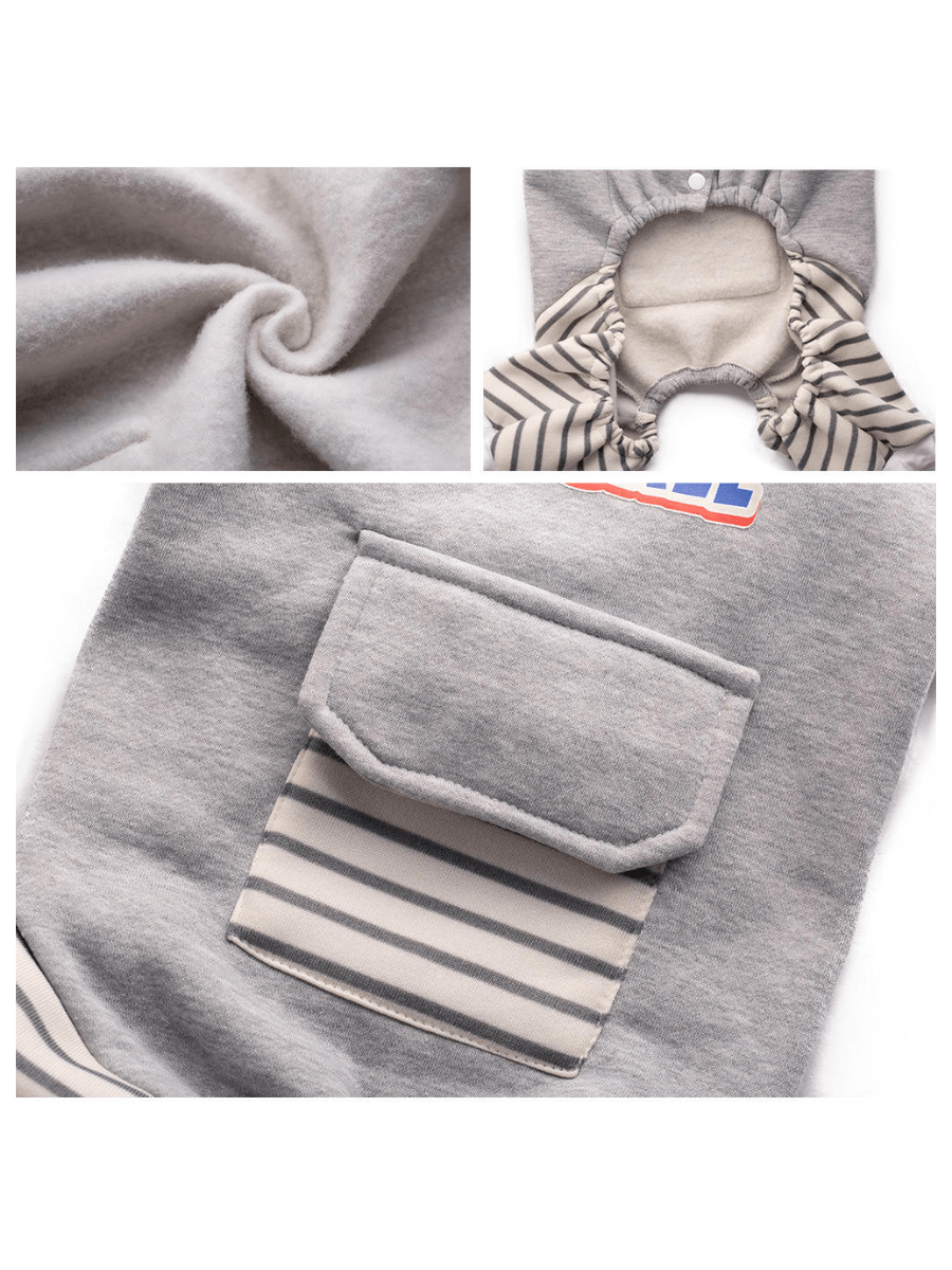 XL-8XL Large Dog Clothes Stripe Turtleneck Dog Jumpsuit Warm Plush Lined Dog Pajamas For Medium Large Dogs Pet Pitbull
