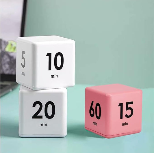 Feilifan Cube Timer, Productivity Flip Timer for Classroom Study Kitchen Workout Kids ADHD Countdown 15-20-30-60 Minute Preset, Pink