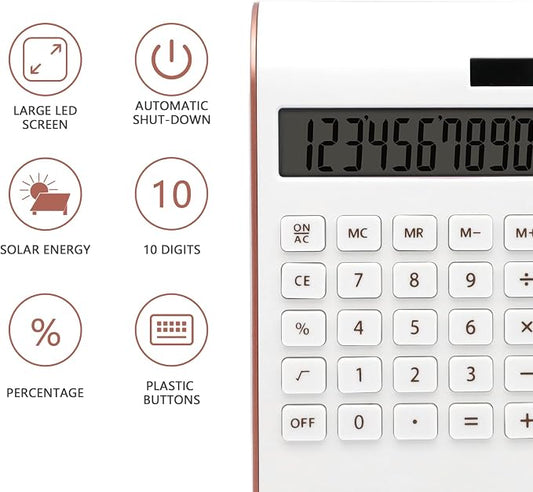 Rose Gold Calculator, Solar Calculator for Desk, Small Calculators Desktop