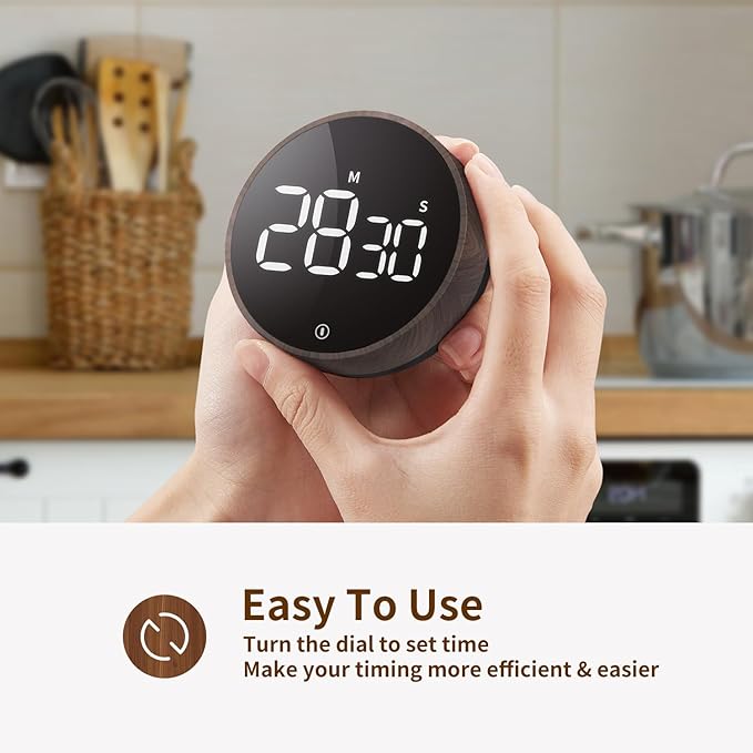 VOCOO Digital Kitchen Timer - Magnetic Countdown Countup Timer with Large LED Display Volume Adjustable, Easy for Cooking and for Seniors and Kids to Use