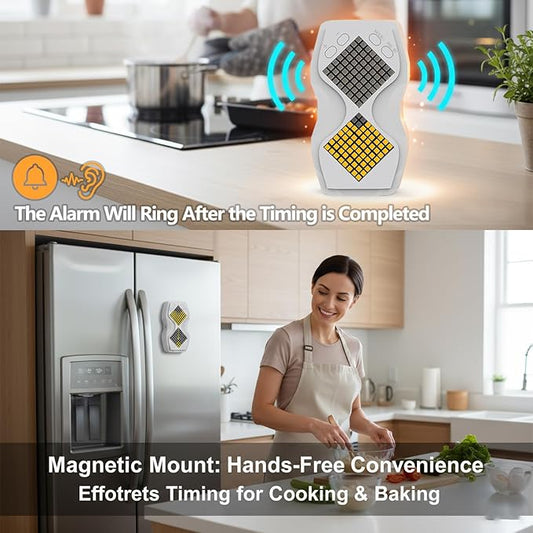 LED Visual Hourglass Timer, 1-60 Minute Countdown with Magnetic Mount, Buzzer Alert & Dimmable Night Light, Sand Timer for Kids Learning, Classroom, Cooking, Chess, Fitness & Baking(White)