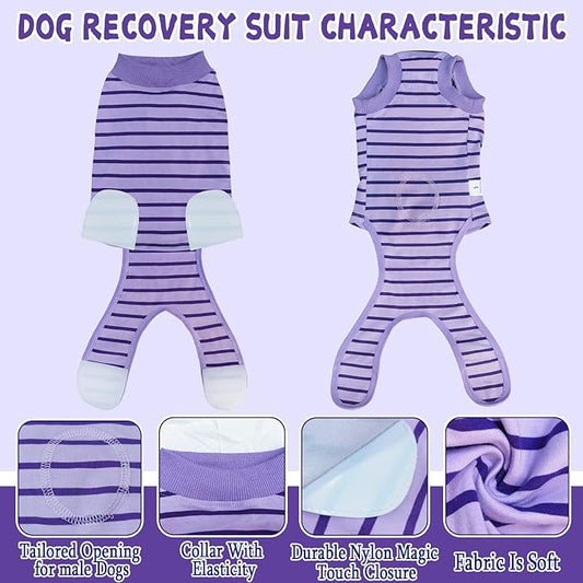 Dog Recovery Suit, Surgical Recovery Suit for Male Female Dogs Cats Spayed Onesie After Surgery, Dog Post Surgery Suit Anti Licking & Biting Surgical Shirt with Pee Hole,Purple Medium