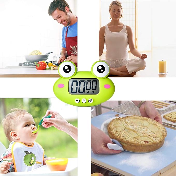 Kitchen Timer, Cute Cartoon Animal Countdown Timer, Digital Cooking with Magnetic, LCD Large-Screen Visual Clock, Hangable Alarm Clock with Stand,for Cooking Bake Sport Game (Timer-QW)