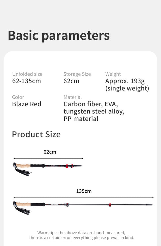 Naturehike Far Wind™ Three-section Telescopic Carbon Trekking Pole (2pcs) (2026)
