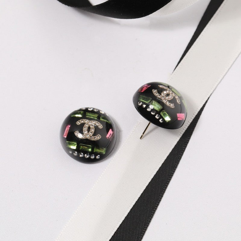18K Chanel Black Round Earrings