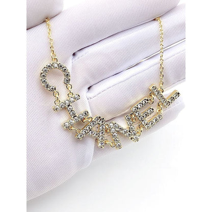 18K  Chanel Crystal 90's Icon Logo Necklace