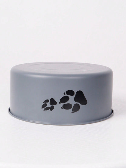 Supet 1pc Cartoon Paw Prints Design Stainless Steel Anti-Slip Pet Bowl For Small And Medium Dogs, Suitable For Indoor And Outdoor Use
