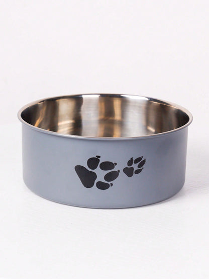 Supet 1pc Cartoon Paw Prints Design Stainless Steel Anti-Slip Pet Bowl For Small And Medium Dogs, Suitable For Indoor And Outdoor Use