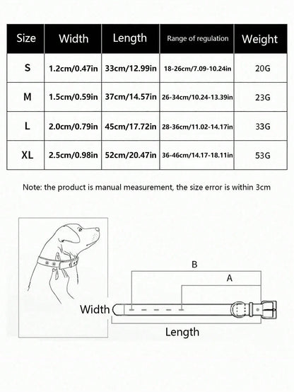 Pet Supplies Dog Collar, Punk Style Pu Leather Bone Shape Neckband, Multi-Color Options For Small, Medium And Large Dogs