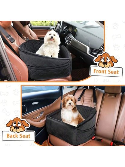 Dog Car Seat For Small Medium Dogs,Detachable Washable Dog Booster Seat Under 30lbs, Pet Car Seat Travel Bed With Storage Pockets And Dog Safety Belt
