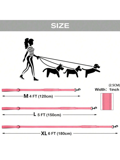 Heavy Duty Double Handle Dog Leash With Reflective Strips For Night Safety - Ideal For Large And Extra Large Breeds - Perfect For Outdoor Walking And Training