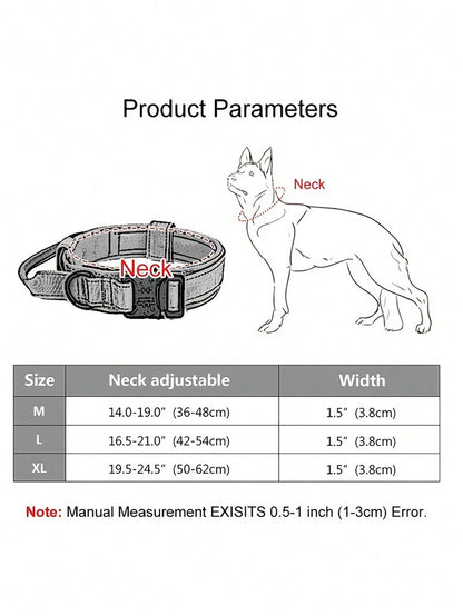 Tactical Dog Collar With Handle - Heavy Duty Collar For Medium And Large Dogs - Provides Ultimate Control And Comfort