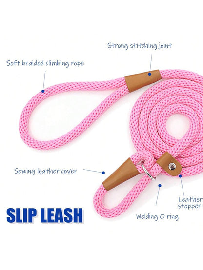 1pc Braided Rope Leash,Slip Lead Dog Leash For Small Medium And Large Dogs Walking And Training Outdoor