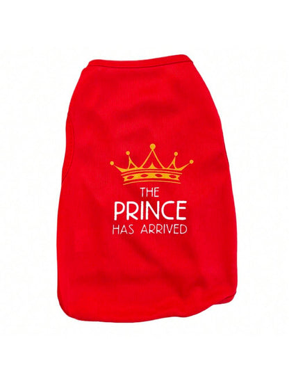 Dog Clothes Pet "The Prince Has Arrived" Printed Dog Vest, Dog Shirt Boy Girl Soft Dog T-Shirt Vest Outfit Apparel, Cats Puppy Dogs