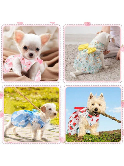 5 Pieces Dog Clothes Girl Dog Dres Floral Puppy Dres Pet Cat Princ Bowknot Clothes Cute Puppy Summer Outfits For Yorkie Female Cat Pets 5 Styles Cute Style XSmall