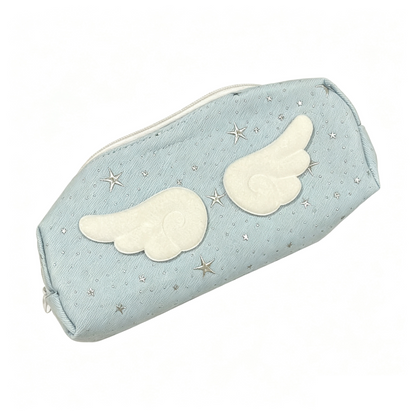 Cute Angel Wings Pencil Case Large Capacity Star Print Pen Pouch Girls School Stationery Bag 3 Colors