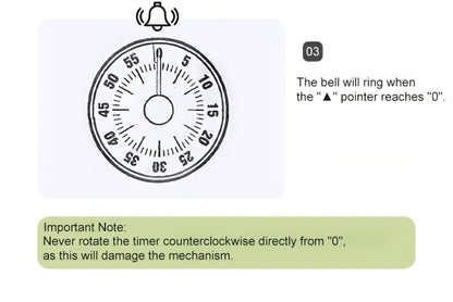 Mechanical Kitchen Timer with Loud Alarm - Black Walnut Wood Cooking Timer, 100% Battery-Free Desktop Timer for Cooking, Baking & Study