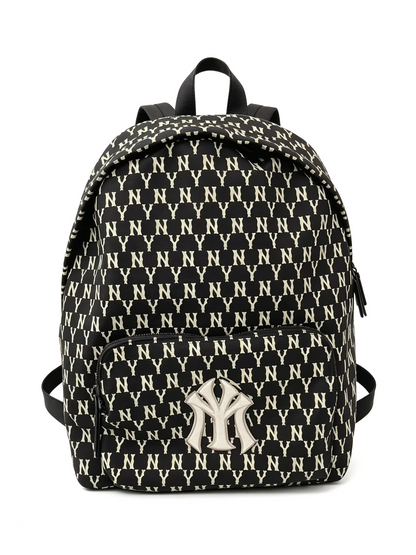Monogram Pattern Unisex Backpack, Large Capacity 15.6 Inch Laptop Daypack, Fashion Street Style Rucksack for School Travel Commute