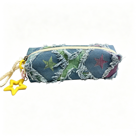 Denim Star Fringed Pencil Case