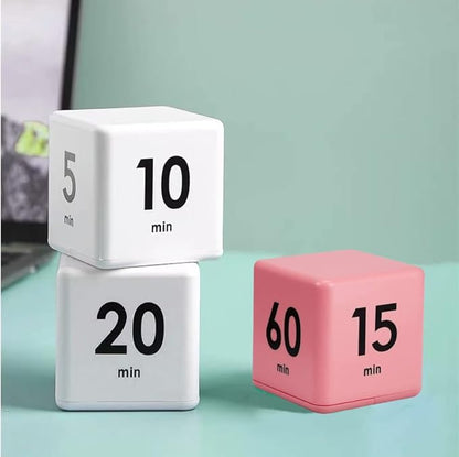 Feilifan Cube Timer, Productivity Flip Timer for Classroom Study Kitchen Workout Kids ADHD Countdown 15-20-30-60 Minute Preset, Pink