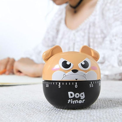 Cute Dog Kitchen Timer Manual Mechanical Rotating Alarm 55 Minutes Countdown Timer