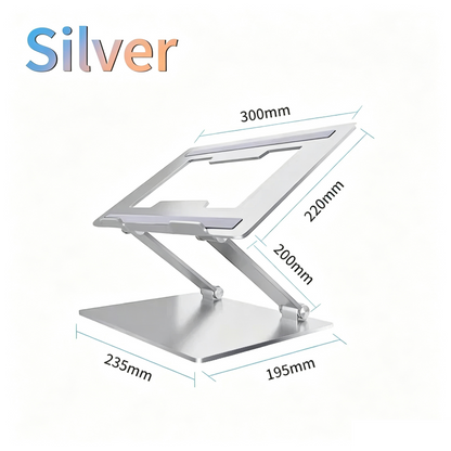 Dual‑Shaft Adjustable Aluminum Laptop Riser Stand, Supports Laptop & Tablet