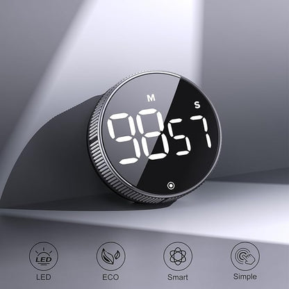 BlueSnail Kitchen Timer with LED Digital Display Smart Efficana for Home Classroom Gym Office, Volume and Brightness Adjustable Productivity Timer (Silvery)