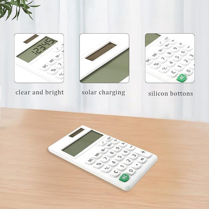 Basic Mini 4 Function Calculators,Calculator Small,Back to School First Day of School Supplies,Desk Calculator,White Solar Pocket Calculators for Students Home Office Middle