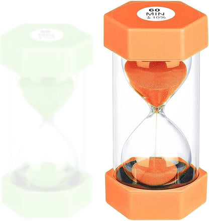 Hourglass 60 Minute Sand Timer, Plastic Orange Sand Clock 60 Min, Colorful Hour Glass Sandglass for Classroom Gmaes Decor (Orange)
