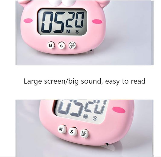 Kitchen Timer, Cute Cartoon Animal Countdown Timer, Digital Cooking Timer with Magnetic, LCD Large-Screen Visual Clock, Hangable Alarm Clock with Stand，for Cooking Bake Sport Game (Timer-XZ)