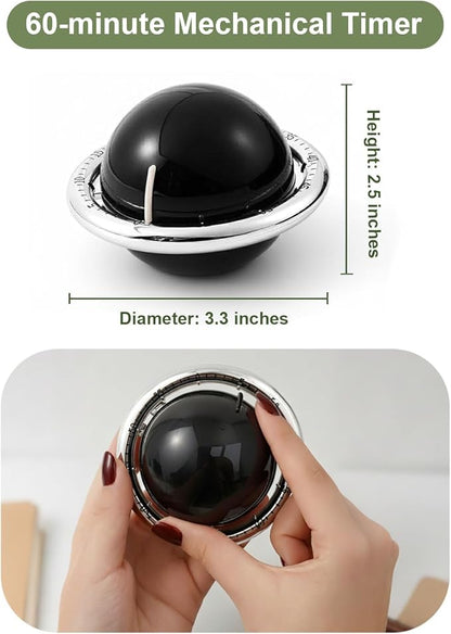 Kitchen Timer, 60-Minute Mechanical Timer with Magnetic Back - No Batteries Required - Loud Alarm, Wind Up Manual Time Countdown Reminder for Cooking, Baking, Exercise, Study, Working, Gaming, Black