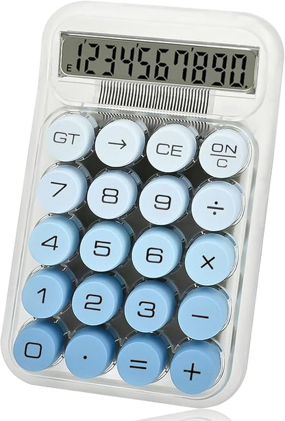Cute Calculator, Mechanical Switch Calculator, Calculators Desktop | 10 Digits, Desk Calculators with Big Buttons and LCD Display, Battery Power, Ideal for School Home Office Basic(Blue)