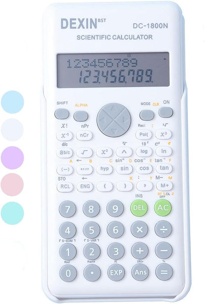 Scientific Calculators for Students, 240 Functions 2-Line Standard Scientific Calculator, Cute School Office Supplies，Math Calculator for School (White)