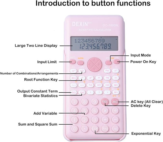 Scientific Calculators for Students, 240 Functions 2-Line Standard Scientific Calculator, Cute School Office Supplies，Math Calculator for School (Purple)