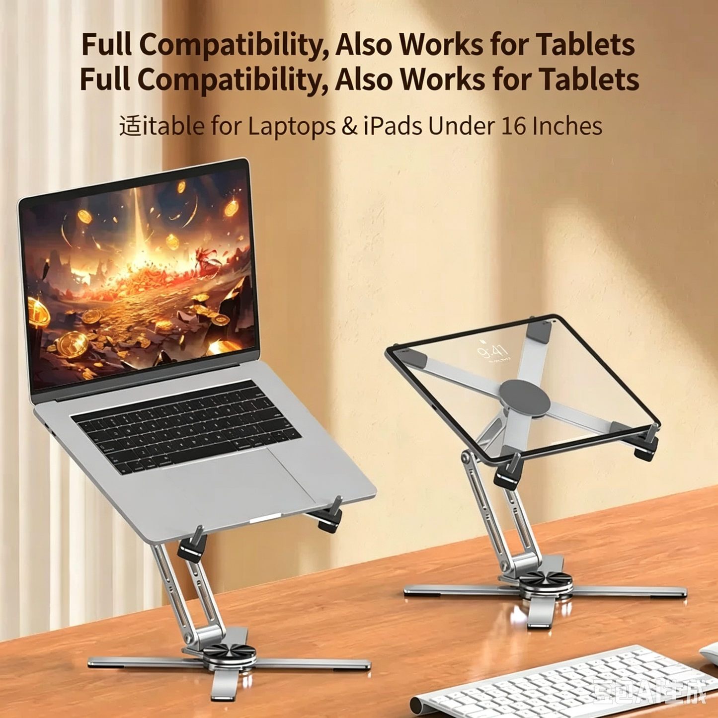 360° Rotatable Adjustable Aluminum Laptop & Tablet Stand Foldable Desktop Riser