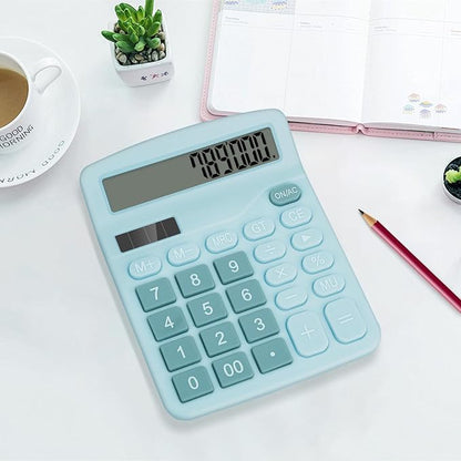 Desktop Calculator, Light Blue Calculator Big Buttons, 12-Digits | Large LCD Display, Solar and AA Battery Dual Power, Desk Calculators for Office Home School Business Class (Light Blue)