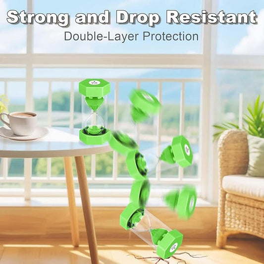 Sand Timer 15 Minute Hourglass, Unbreakabl Sand Clock 15 Min, Reloj De Arena 15 Minutos, Plastic Green Hour Glass Sandglass for Classroom Game Kitchen (Green)