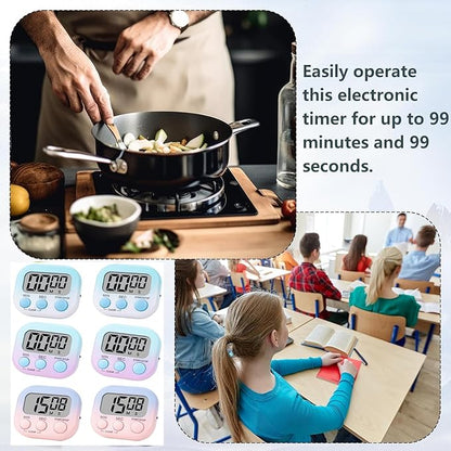 4 Pack Digital Timers, Timer for Kids, Magnetic Back and ON/Off Switch, Minute Second Count Up Countdown Kitchen Timers, Suitable for Cooking, Classroom, Teacher, Exercise, Game, Oven (Gradient Color)