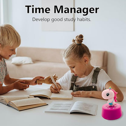 Timers, Classroom Timer for Kids, Kitchen Timer for Cooking, Desk Time Tracker, Small Mechanical Timer for Study, Workout, Shower, Baking Countdown (Pink Unicorn)