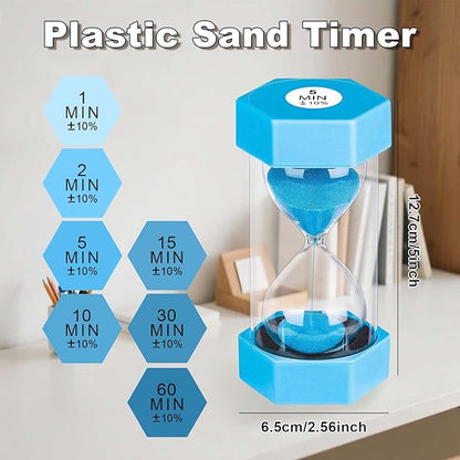 Hourglass Sand Timer 1 Minute, Unbreakable Hourglass Sand Clock, Plastic SandWatch 1 Min, Reloj De Arena 1 Minutos, Colorful Hour Glass Sandglass for Classroom Games(Blue)