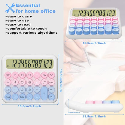 Mechanical Calculator 12 Digit Extra Large 5-Inch LCD Display, DECKLIT Battery Desk Calculator, Big Buttons Easy to Press Use as Office Calculators Desktop, 15°Tilt Screen for Kids Calculator(Cream)