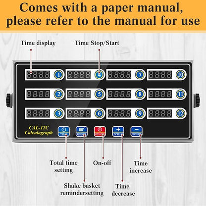 Relaxweex 1 Pack Commercial 12 Channel Digital Kitchen Timer, Multi-Countdown Timer with Loud Alarm & Large LCD Display, Wall Mount or Countertop for Restaurant, Fry Station, Baking & Lab Use