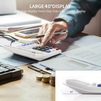 12 Digit Desk Calculator,Calculators Desktop with Extra Large 4.9" LCD Display & Big Buttons, Solar & Battery Dual Power, Standard Basic 4 Function Office Calculator for Financial, Home Daily Use