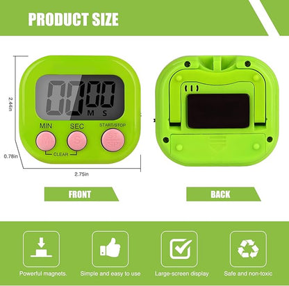 6 Pack Multi-Function Electronic Timer, Colorful Kitchen Timers Digital Magnetic, Countdown Timer, Big LCD Display Loud Alarm Kitchen Timers for Cooking, Bathing, Gym, Meeting, Classroom