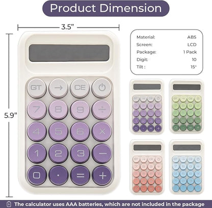 Y YOMA 1 Pack Mechanical Switch Calculator with 10 Digit Large LCD Display Big Button, Mini Cute Desktop Calculator 4 Function Basic Calculators for School Home Office Business, Dusty Violet