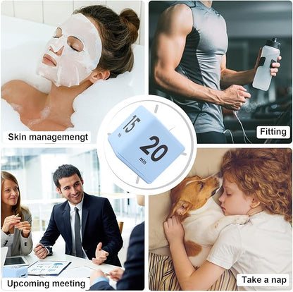 Feilifan Cube Timer,Productivity Timer Kids Time Timer Gravity Sensor flip Timer for Time Management and Countdown Settings 15 20 30 60 Minutes, Blue