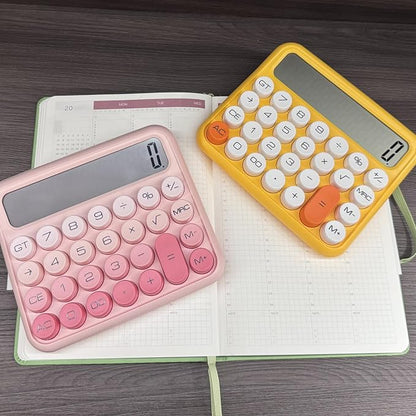 Benkaim Desk Calculator - 12 Digit Large LCD Display, Big Button Calculator for School, Home & Business Use (Pink Gradient)