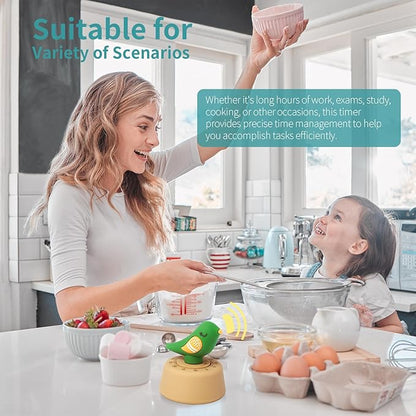 Mechanical Kitchen Timer, Cute Wind Up 60-Minute Manual Countdown for Kids, Classroom, Home, Study and Cooking