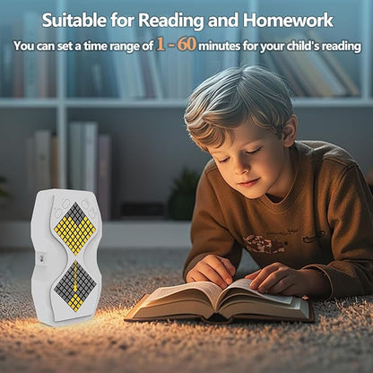 LED Visual Hourglass Timer, 1-60 Minute Countdown with Magnetic Mount, Buzzer Alert & Dimmable Night Light, Sand Timer for Kids Learning, Classroom, Cooking, Chess, Fitness & Baking（White）